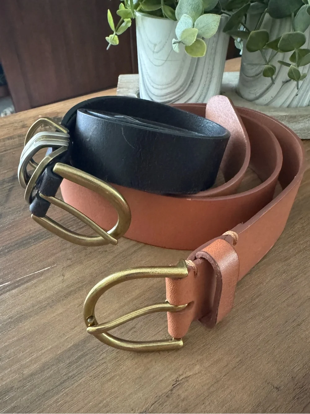 Set of 2 American Eagle Leather Belts | Medium | Black & Brown